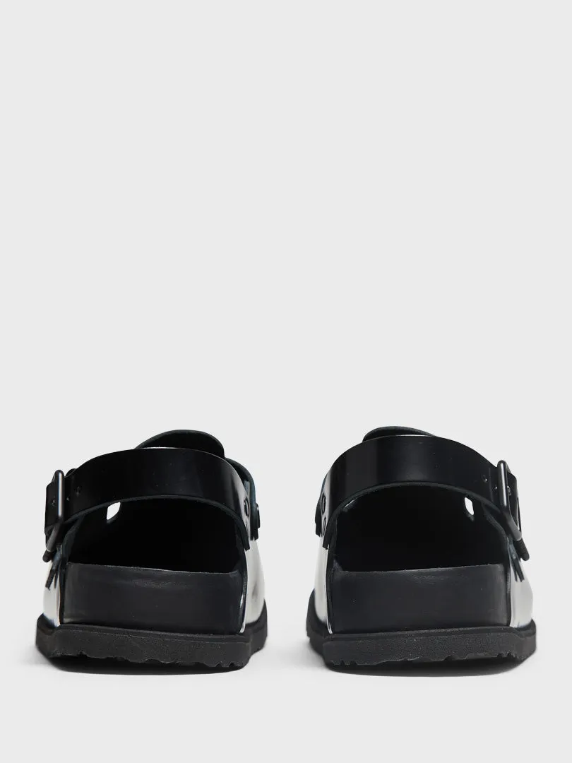 Tokio Shiny Leather Sandals in Black