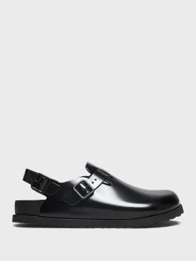 Tokio Shiny Leather Sandals in Black
