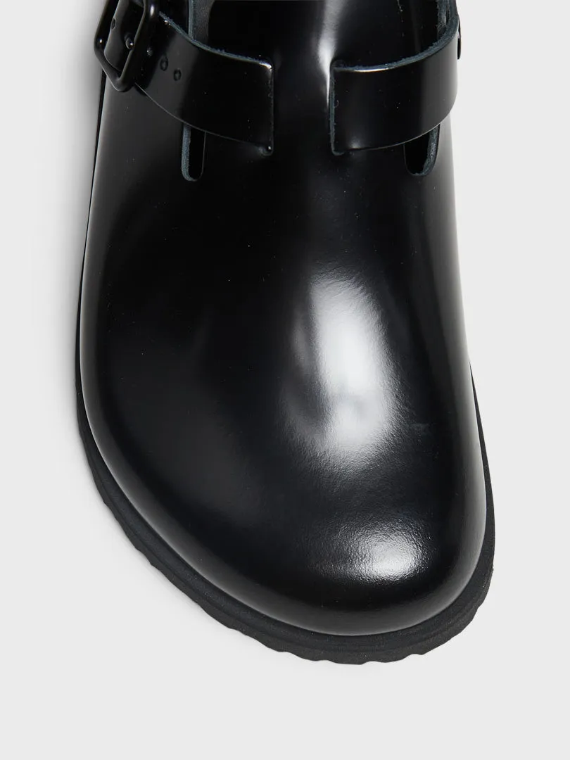 Tokio Shiny Leather Sandals in Black