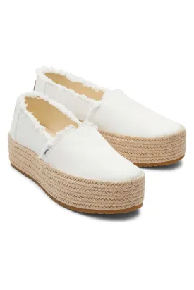 Toms Valencia 10019820 White Canvas Platform Espadrille
