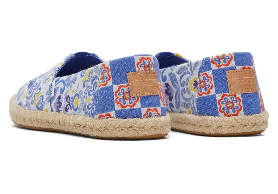 TOMS Womens Alpargata Rope Espadrille - Blue Mediterranean Tiles