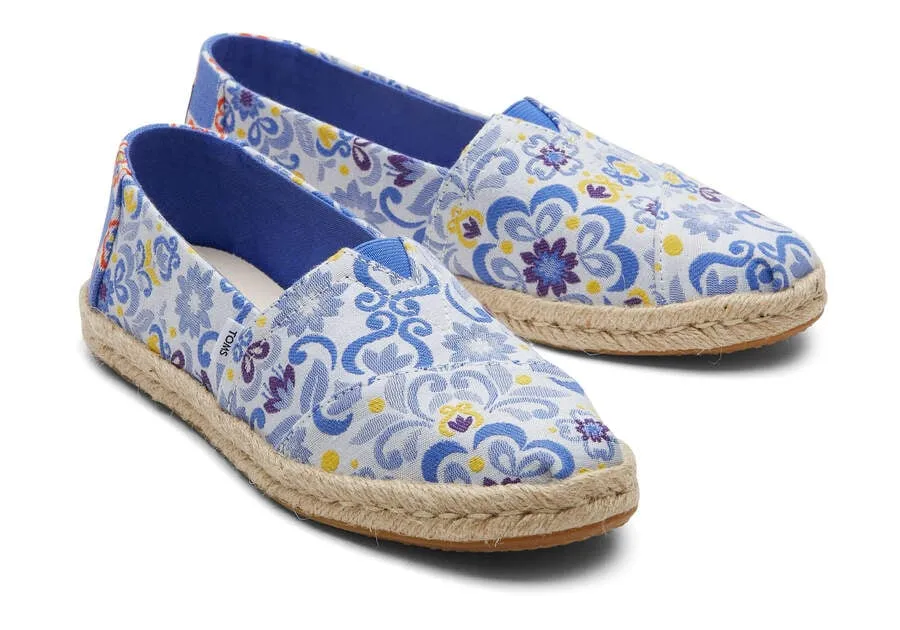 TOMS Womens Alpargata Rope Espadrille - Blue Mediterranean Tiles