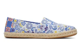 TOMS Womens Alpargata Rope Espadrille - Blue Mediterranean Tiles