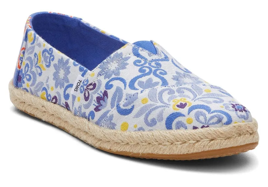 TOMS Womens Alpargata Rope Espadrille - Blue Mediterranean Tiles