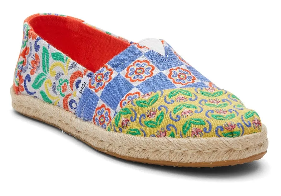 TOMS Womens Alpargata Rope Espadrille - Red Mediterranean Tiles