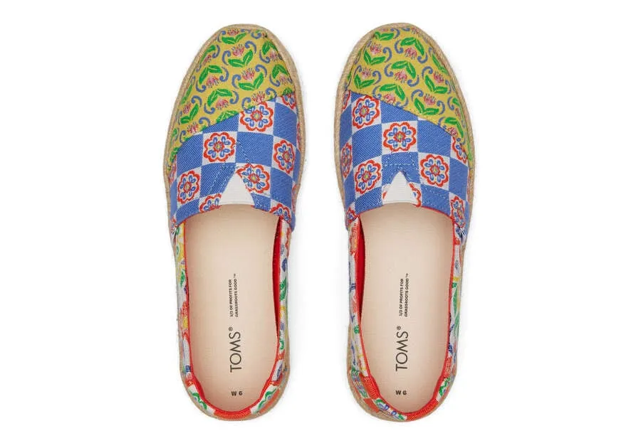 TOMS Womens Alpargata Rope Espadrille - Red Mediterranean Tiles