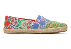 TOMS Womens Alpargata Rope Espadrille - Red Mediterranean Tiles