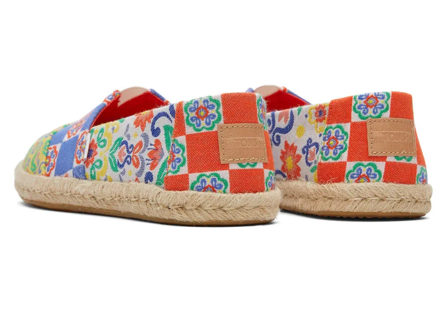 TOMS Womens Alpargata Rope Espadrille - Red Mediterranean Tiles