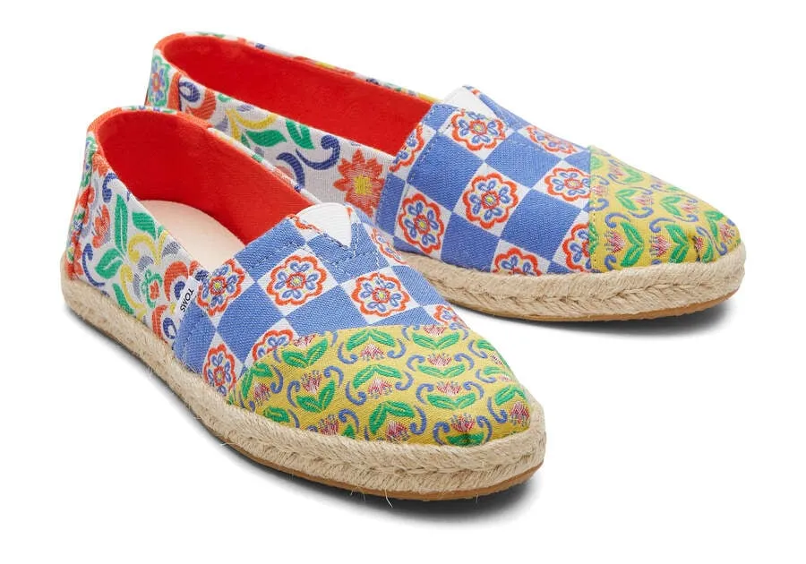 TOMS Womens Alpargata Rope Espadrille - Red Mediterranean Tiles