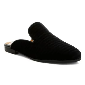 Velvet Textured Slip On Mules