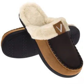 VONMAY Men's Comfy Fuzzy House Slipper Scuff Memory Foam Slip on Warm Moccasin Style Indoor Outdoor