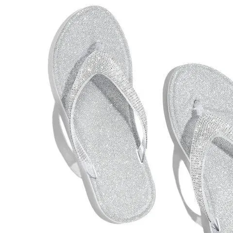 Women sparkly rhinestone summer 
casual slide flat flip flop
