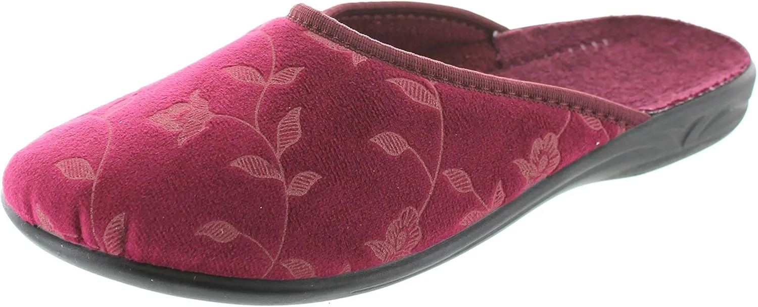 Womens Closed Toe Flower Design Slippers