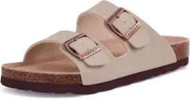 Women's Cork Footbed Slide Sandal, Arch Support Summer Outdoor Sandals with Adjustable Buckle