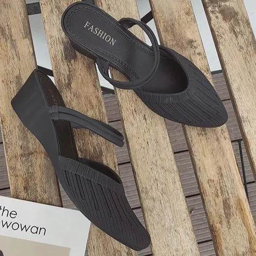 Women's fashion wedge mules slip-on