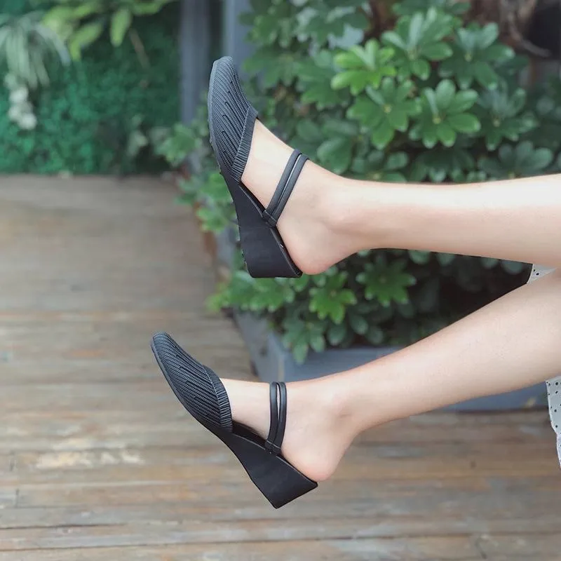 Women's fashion wedge mules slip-on