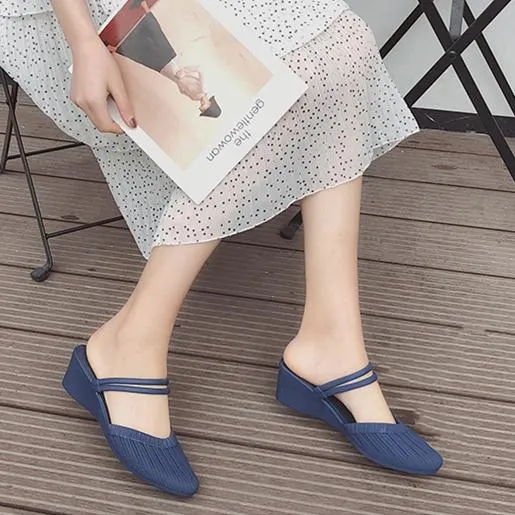 Women's fashion wedge mules slip-on