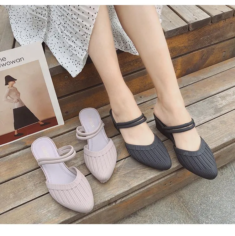 Women's fashion wedge mules slip-on