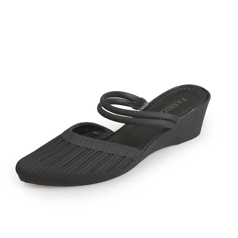 Women's fashion wedge mules slip-on