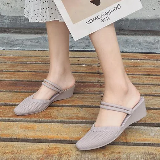 Women's fashion wedge mules slip-on