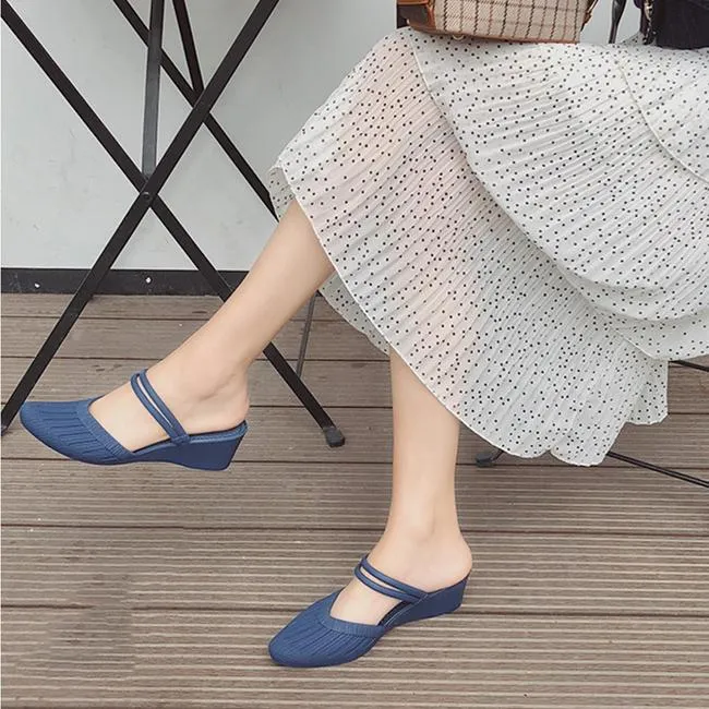 Women's fashion wedge mules slip-on