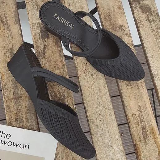 Women's fashion wedge mules slip-on