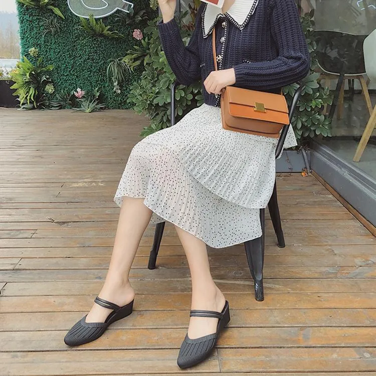 Women's fashion wedge mules slip-on