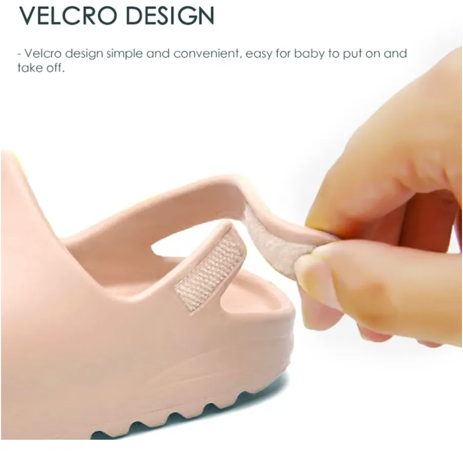 Yeezy Style Baby Slides - Soft Velcro Slip On's - Bone