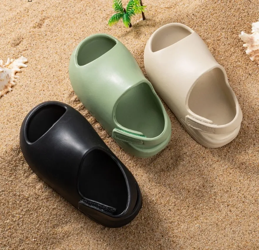 Yeezy Style Baby Slides - Soft Velcro Slip On's - Bone