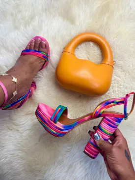 YUKO-100 Rainbow Multi Fabric Open Toe